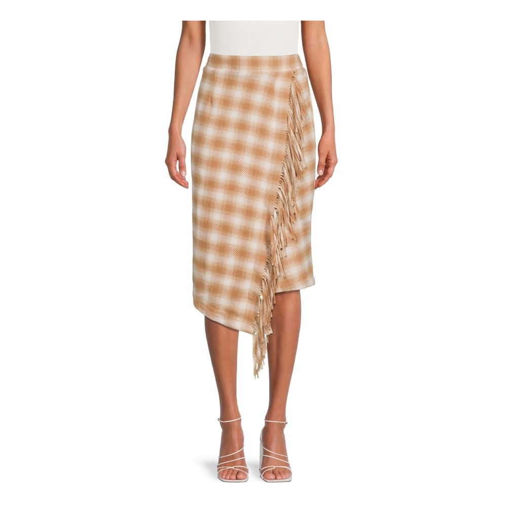 Women’s small fringed faux wrap skirt
